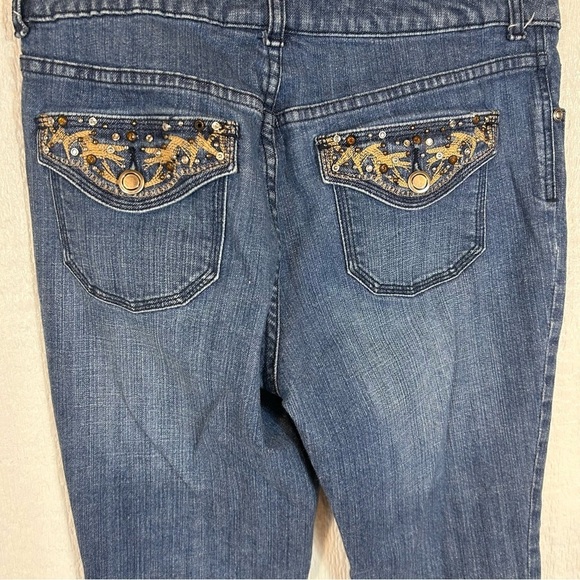 Chico’s Platinum Flap Pocket With Sequins Boot Cut Jeans - Picture 5 of 8